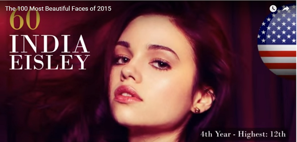 世界で最も美しい顔60位インディア・アイズリーindia elsley│The 100 Most Beautiful Faces of 2015