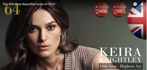 世界で最も美しい顔64位キーラ・ナイトレイkeira knightley│The 100 Most Beautiful Faces of 2015