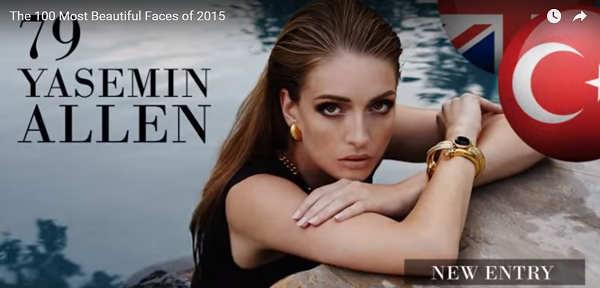 世界で最も美しい顔79位ヤセミン・アレン│The 100 Most Beautiful Faces of 2015